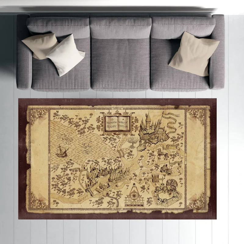 Vagonik Wagonik Marauder's Map Carpet Digital Printed Washable Carpet with Non-Slip Base