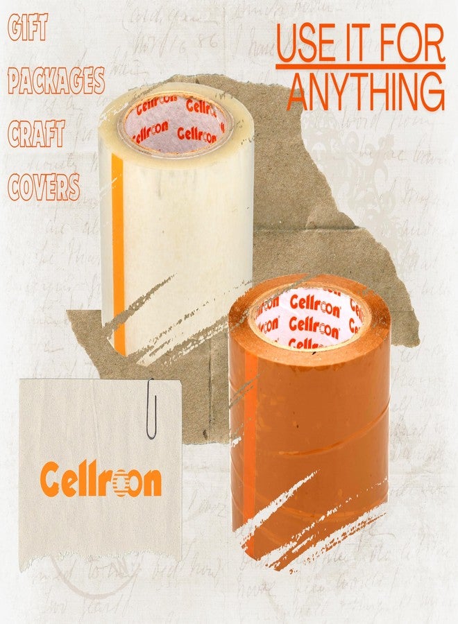 Cellroon Transparent & Brown cello tape (2inch / 65meters) it is use for Office task's, craft and DIY Projects, Packaging and Shipping | Quick Fixes, Cost-Effective, Versatility (pack of 2) - Image 5