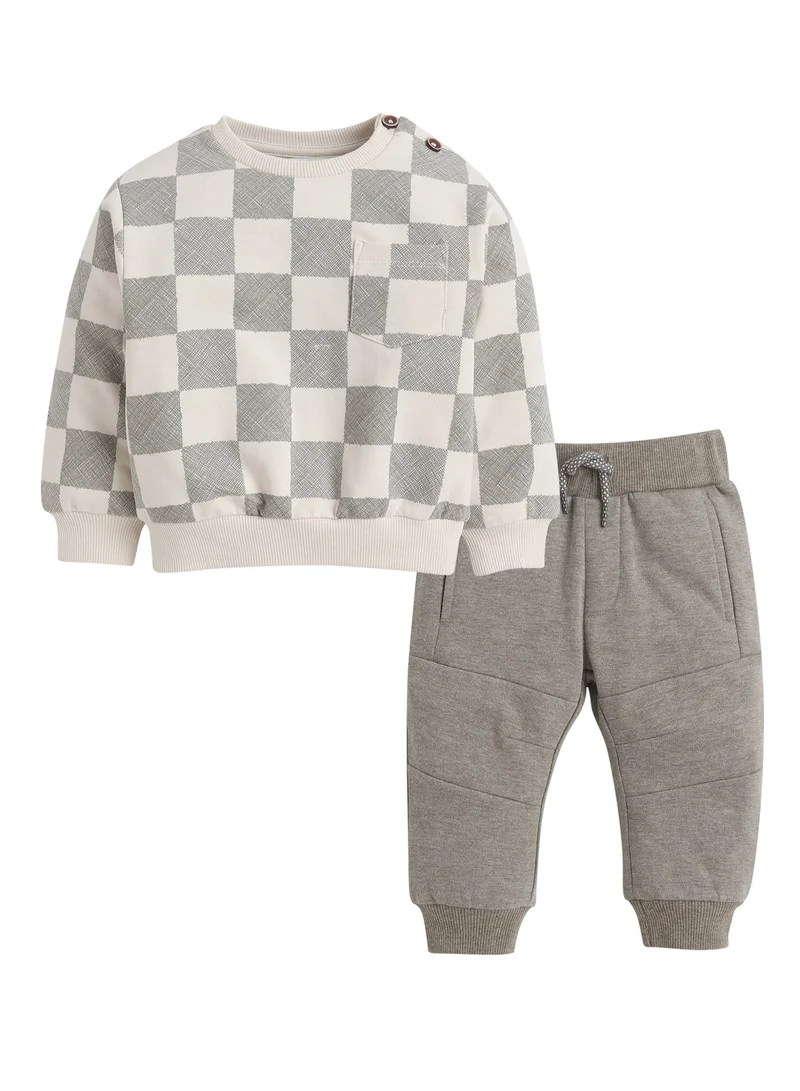 Dirkje Boys Checked Sweatshirt & Jogger Pants Set