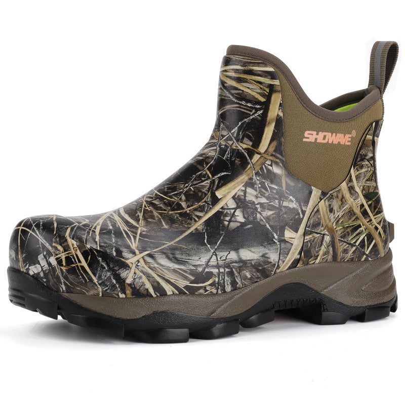 Showave Men's Rubber Boots Waterproof Rain Footwear Durable Short Hunting Boots for Mud Gardening Yard and Chore Working (Size 13,Camo) - Image 1
