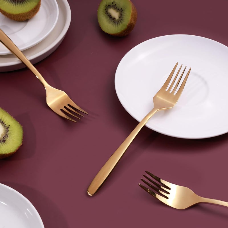 GROX GROX Stainless Steel Premium Classic Appetiser Fork Gold Set of 6 16 cm - Image 4