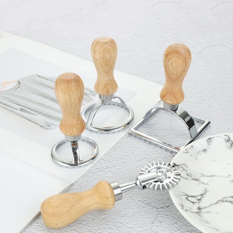 4Pcs Alloy Dumpling Mold And Cookie Cutter Set With Rolling Handle - Image 5