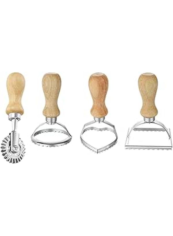 4Pcs Alloy Dumpling Mold And Cookie Cutter Set With Rolling Handle - Image 1