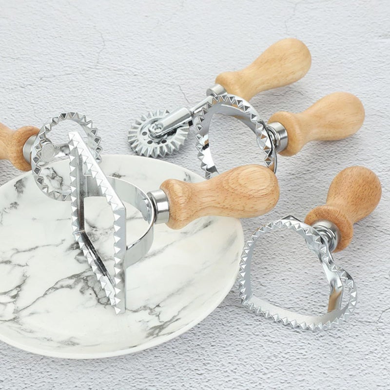 4Pcs Alloy Dumpling Mold And Cookie Cutter Set With Rolling Handle - Image 4