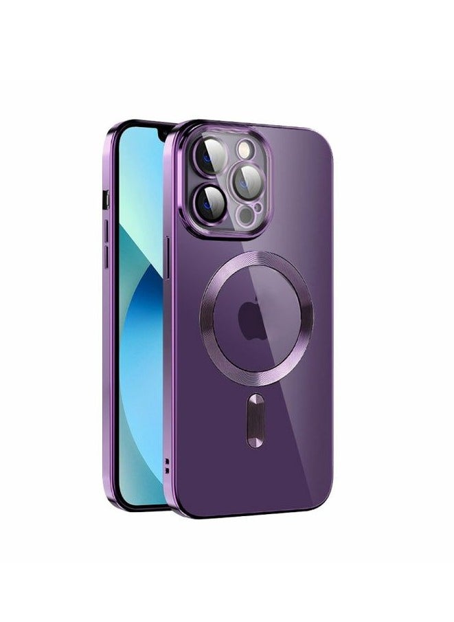 Denx Magnetic Case for iPhone 16 Pro Max Case, Compatible with MagSafe, Plating Luxury Cover, Clear Soft TPU Shockproof Protective Phone Case, (Deep Purple)  - Image 1