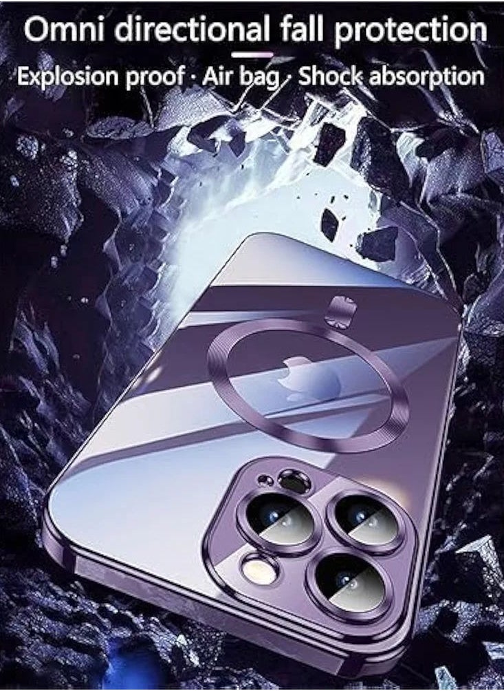 Denx Magnetic Case for iPhone 16 Pro Max Case, Compatible with MagSafe, Plating Luxury Cover, Clear Soft TPU Shockproof Protective Phone Case, (Deep Purple)  - Image 3