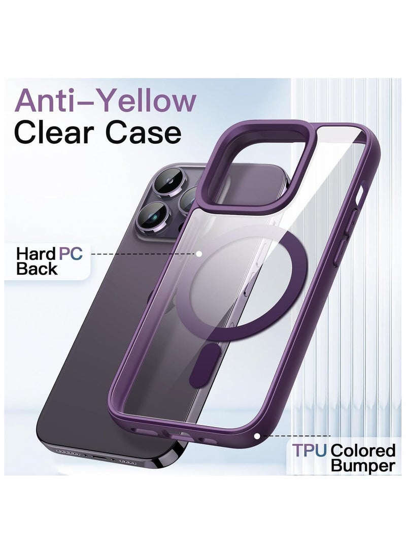 أكاليكس حافظة مغناطيسية لهاتف iPhone 16 Pro Max، متوافقة مع MagSafe، غطاء فاخر مطلي، حافظة هاتف واقية شفافة ناعمة من مادة TPU مقاومة للصدمات، (أرجواني غامق) - Image 2