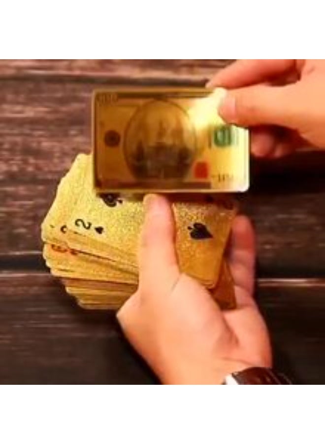 NIBEMINENT Black gold dollar checkered gold foil playing cards - Image 1