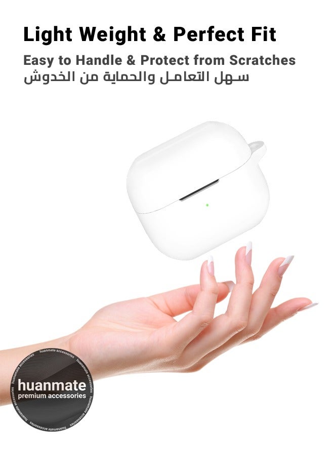 huanmate Samsung Galaxy Buds 3 Silicone Case Cover - White - Made with Soft Silicone, Lightweight & Durable - Stylish Design, Accurate Cut-outs, Easy Installation & Removal  - Image 3