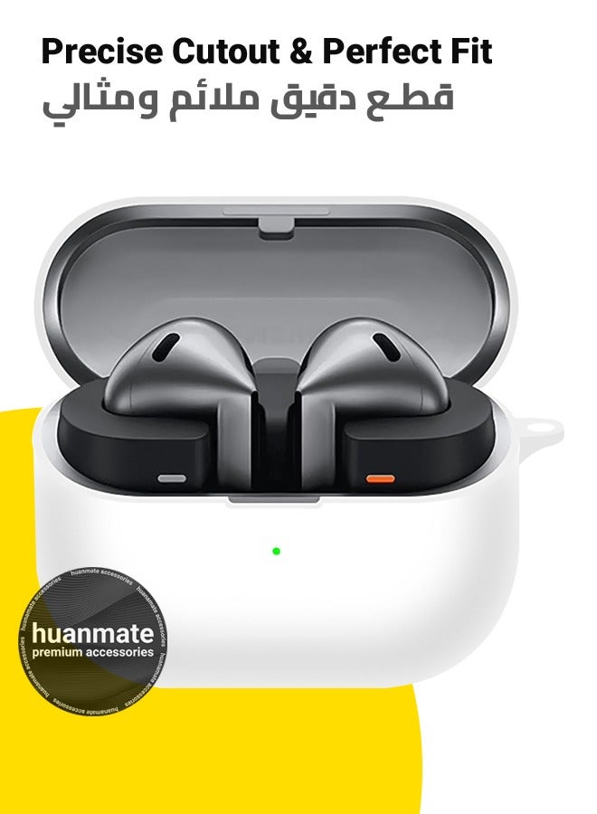 huanmate Samsung Galaxy Buds 3 Silicone Case Cover - White - Made with Soft Silicone, Lightweight & Durable - Stylish Design, Accurate Cut-outs, Easy Installation & Removal  - Image 2