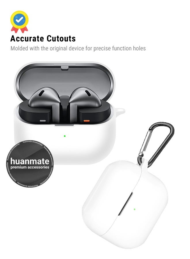 huanmate Samsung Galaxy Buds 3 Silicone Case Cover - White - Made with Soft Silicone, Lightweight & Durable - Stylish Design, Accurate Cut-outs, Easy Installation & Removal  - Image 5