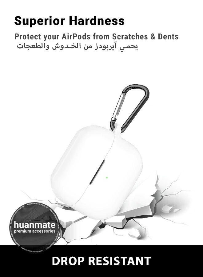 huanmate Samsung Galaxy Buds 3 Silicone Case Cover - White - Made with Soft Silicone, Lightweight & Durable - Stylish Design, Accurate Cut-outs, Easy Installation & Removal  - Image 4