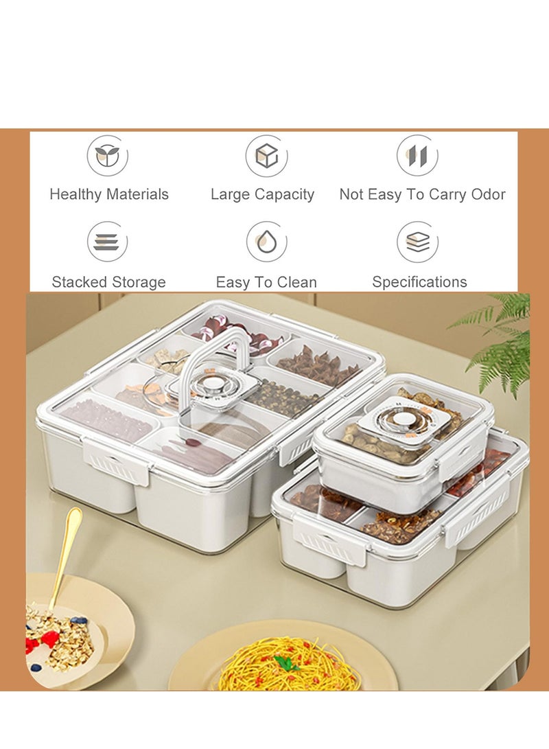 سيوسي صينية تقديم مقسمة مع غطاء ومقبض صينية الوجبات الخفيفة صينية فواكه نباتية للوجبات الخفيفة من الفواكه والحلوى - Image 2