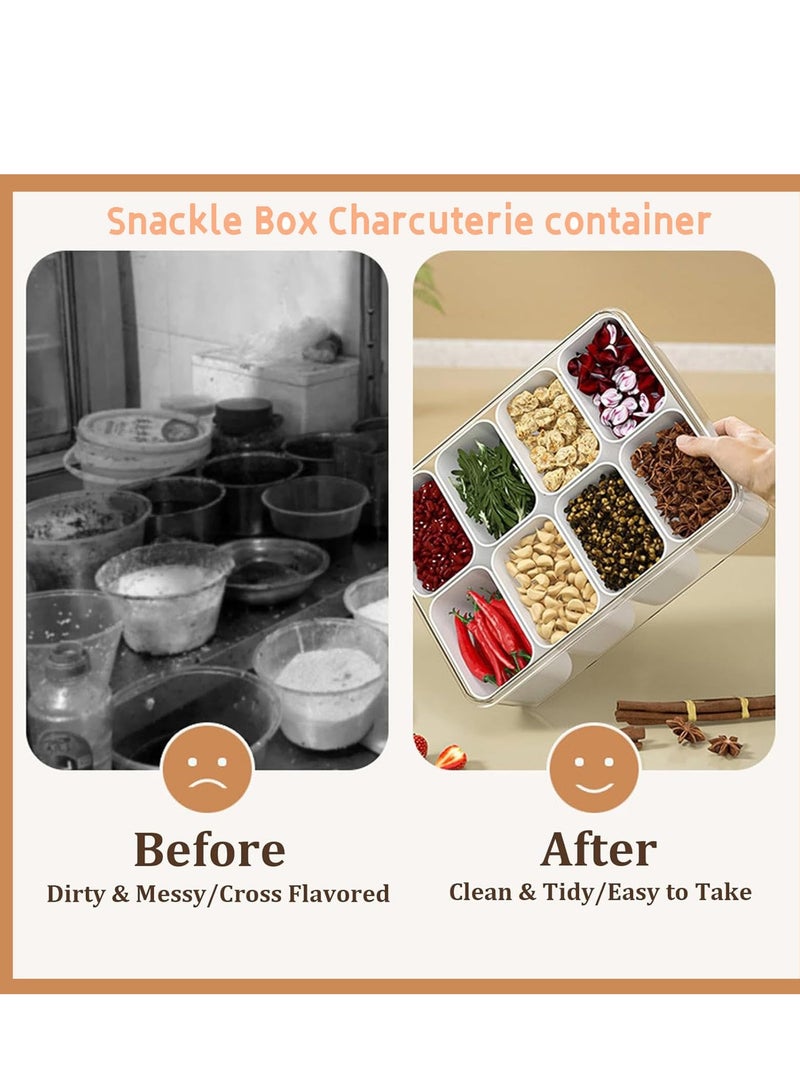 سيوسي صينية تقديم مقسمة مع غطاء ومقبض صينية الوجبات الخفيفة صينية فواكه نباتية للوجبات الخفيفة من الفواكه والحلوى - Image 3