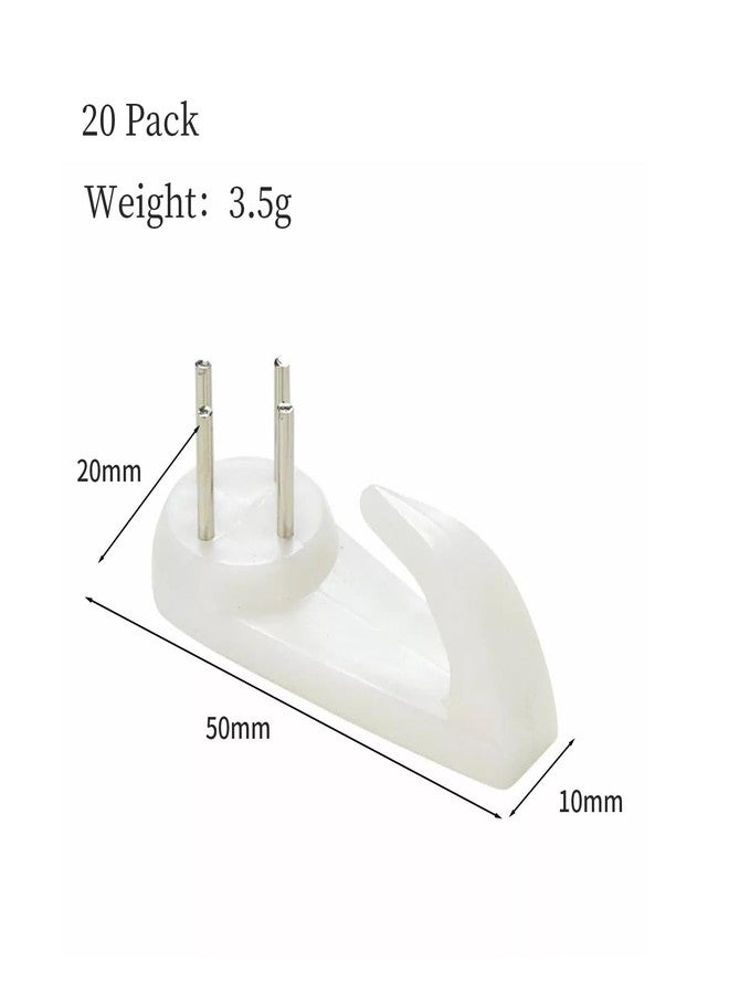 SYBL 20PCS White Powerful Concrete Hard Wall Drywall Picture Hooks Non-Trace Hanging Hook Traceless Nail Plastic Wall Hook for Picture Photo Frame Clock Hangers(5cm/1.97 Length) - Image 2