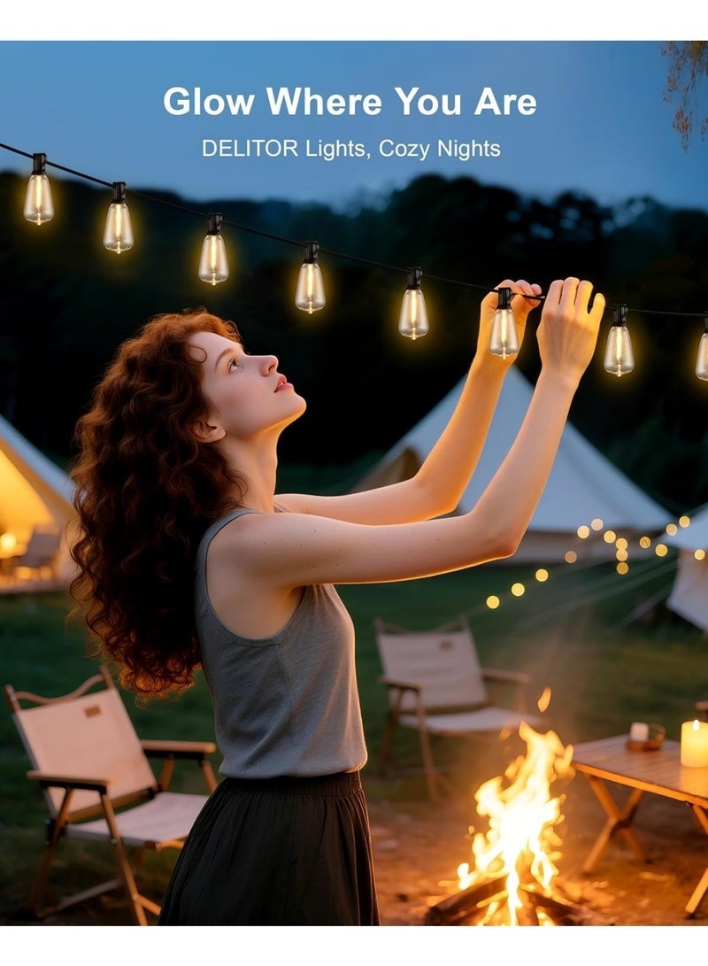 Arabest Outdoor String Lights - 50FT LED Patio Lights with 27 Shatterproof Waterproof Bulbs, Connectable Dimmable Edison IP65 ST38 Outside Lights for Garden, Balcony, Porch, Backyard, Deck, Home Decor - Image 3