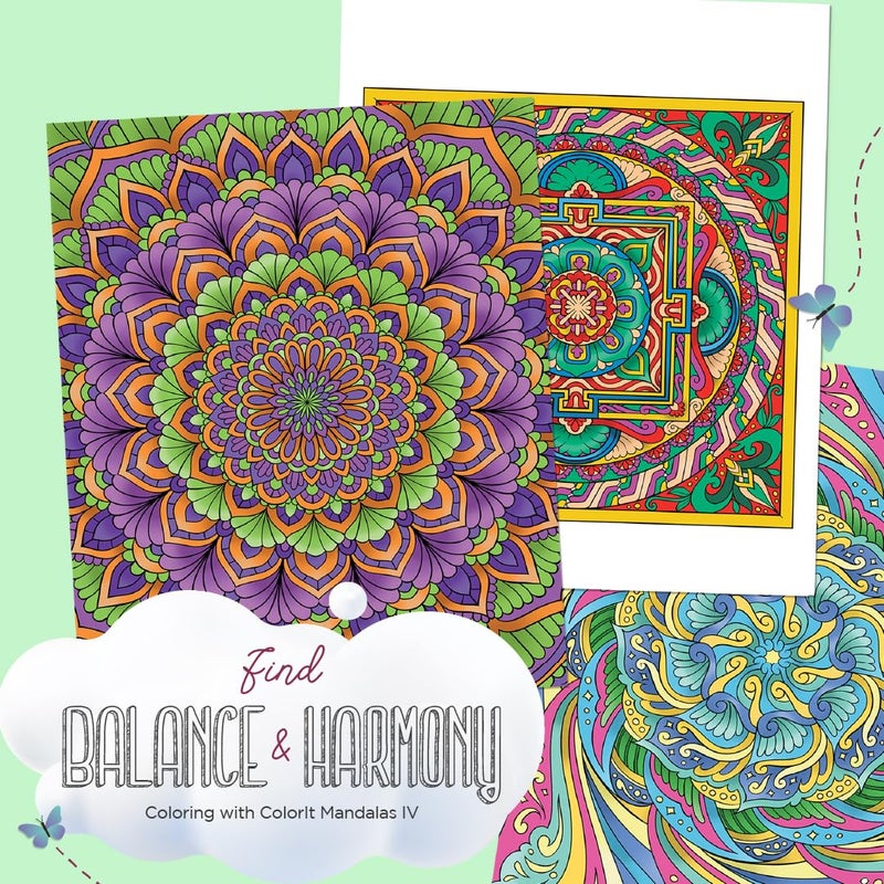 ColorIt Mandalas Volume IV Spiral Bound Adult Coloring Book with 50 Mandala Patterns for Relaxation and Stress Relief - Includes Perforated Pages, Thick Paper, Hardback Covers, and Blotter Page - Image 2