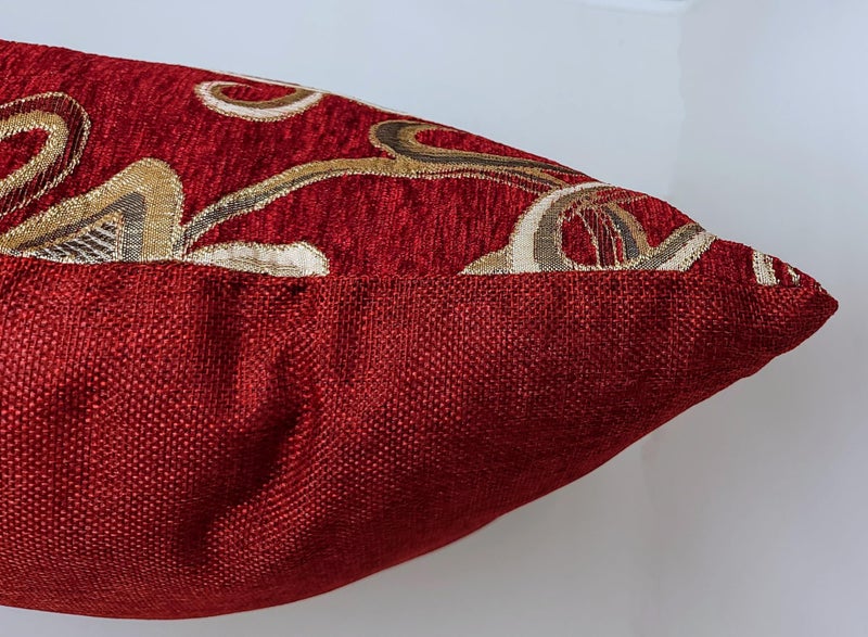 Violet Linen Chenille Chateau Vintage Floral Design 18" X 18" Decorative Cushion Cover, Color Burgundy - Image 4