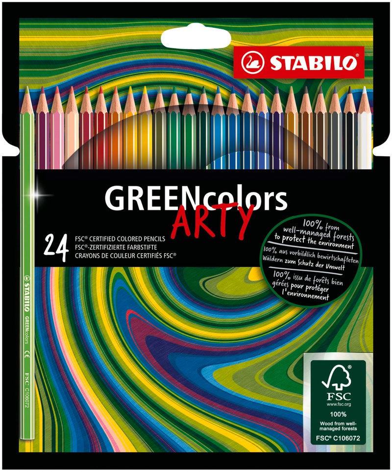 STABILO Eco-Friendly Colouring Pencil GREENcolors ARTY - Pack of 24 - Assorted Colors - Image 1