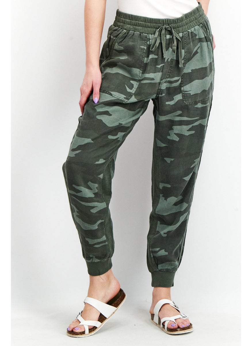 Splendid Women Regular Leg Camo Pants, Olive  - Image 1
