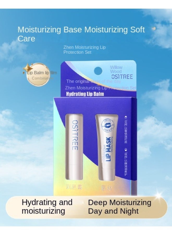 طقم مرطب الشفاه وقناع الشفاه من Zhenrun، قاعدة أحمر شفاه مرطبة ومُنعمة، عديم اللون للرجال والنساء والطلاب - Image 1