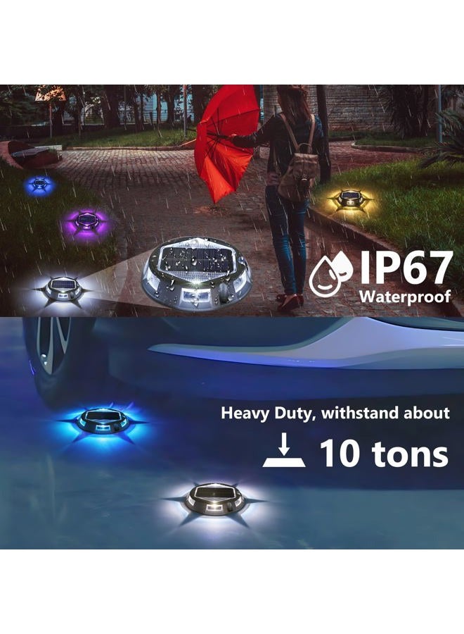 LYHOPE Solar Deck Light Outdoor, 12 Pack 9 Colors in 1 Solar Driveway Dock Lights, IP67 Waterproof Solar Powered Outdoor Light, RGB Step Lights for Outside Garden Yard Fence Stair Sidewalk Pathway Walkway - Image 3