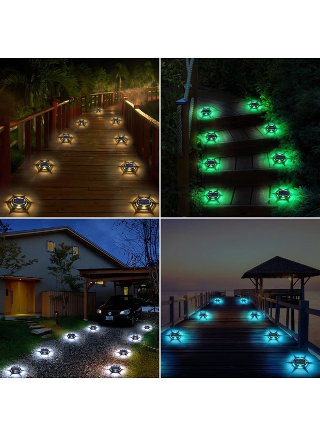 LYHOPE Solar Deck Light Outdoor, 12 Pack 9 Colors in 1 Solar Driveway Dock Lights, IP67 Waterproof Solar Powered Outdoor Light, RGB Step Lights for Outside Garden Yard Fence Stair Sidewalk Pathway Walkway - Image 2