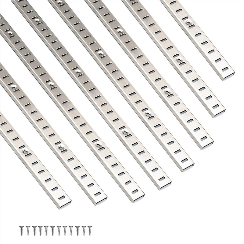 Hardow Adjustable Shelf Bracket 40 Inch 8 Pack Silver Shelf Pilaster Strips Shelf Rail Shelf Track Adjustable Wall Shelves Shelf Standards and Supports for Cabinet Closet Organization - Image 1