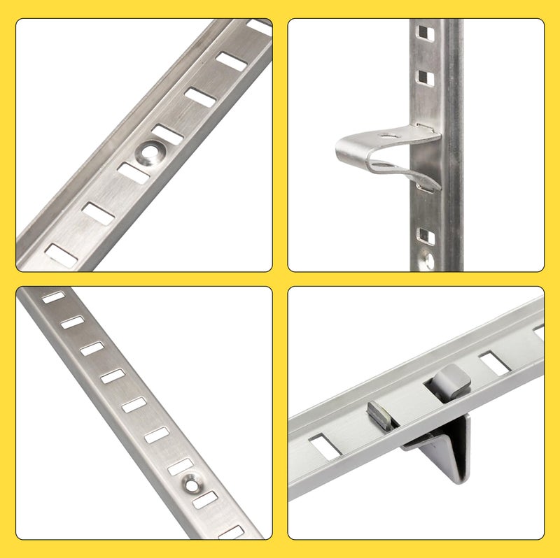 Hardow Adjustable Shelf Bracket 40 Inch 8 Pack Silver Shelf Pilaster Strips Shelf Rail Shelf Track Adjustable Wall Shelves Shelf Standards and Supports for Cabinet Closet Organization - Image 4