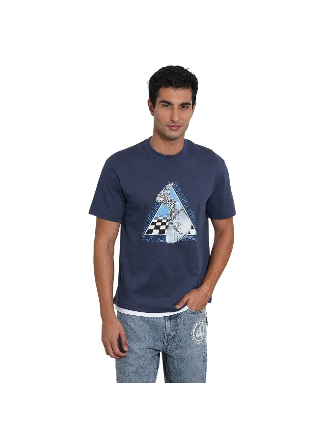 Being Human Mens Navy Round Neck Fantastic Four T-Shirt