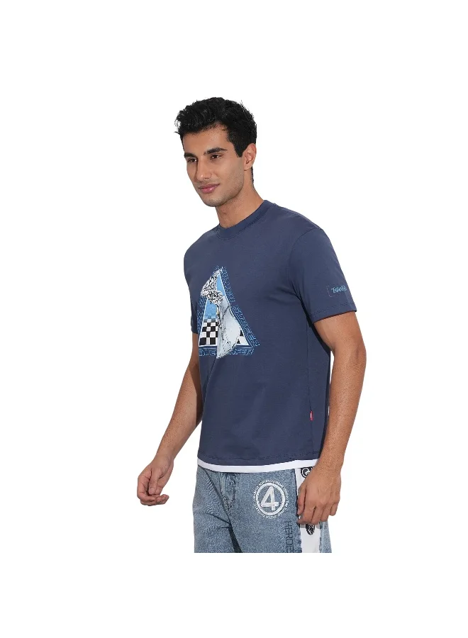 Being Human Mens Navy Round Neck Fantastic Four T-Shirt