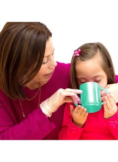 TalkTools Recessed Lid Cup With Handles 2 Lids Green ; Therapy Cups ; Helps Improve Lip Closure And Tongue Retraction ; Alternative To Sippy Cup  - Image 4