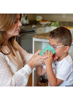 TalkTools Recessed Lid Cup With Handles 2 Lids Green ; Therapy Cups ; Helps Improve Lip Closure And Tongue Retraction ; Alternative To Sippy Cup  - Image 3