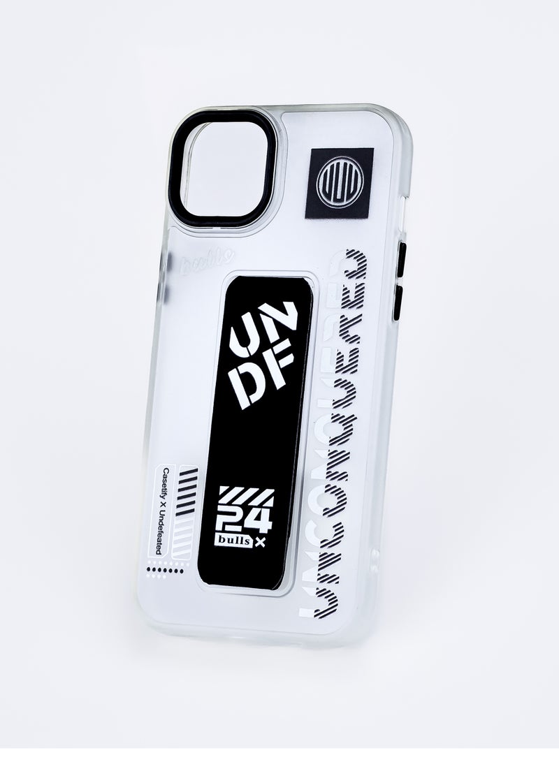 Transparent iPhone 13 Pro Max case with integrated black grip and street style design - Image 1