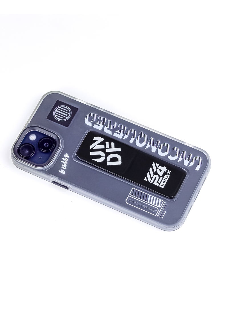 Transparent iPhone 13 Pro Max case with integrated black grip and street style design - Image 3