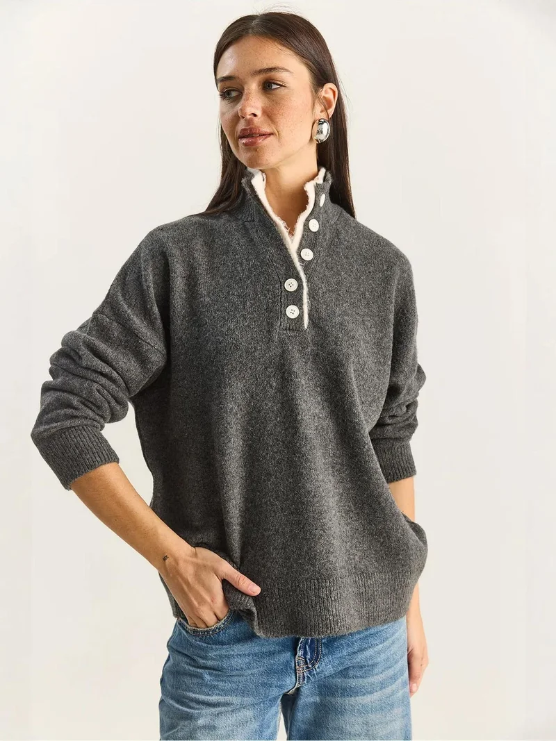 Bianco Lucci LUCCI Buttoned Sweater