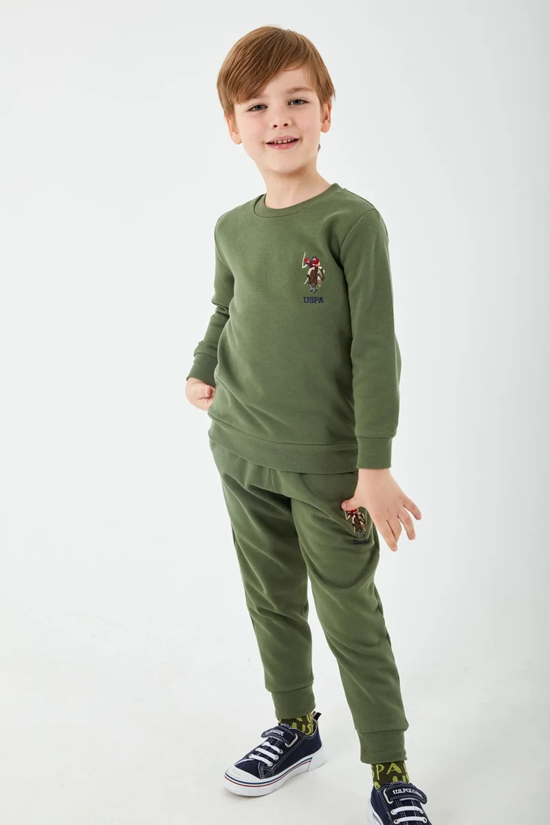 U.S. Polo Assn. BASE. Polo Assn. Base. Polo Assn Licensed Classic Khaki Boys Crew Neck Tracksuit Suit