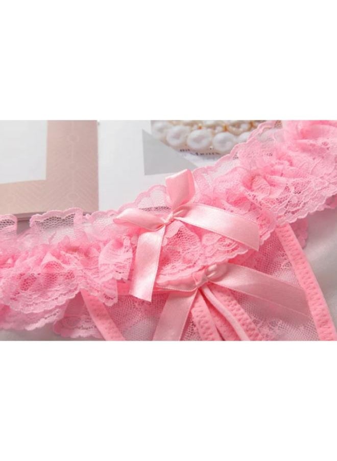 Women's Lace Thong Lingerie Open Crotch Pearls G-Strings Underwear  - Image 3