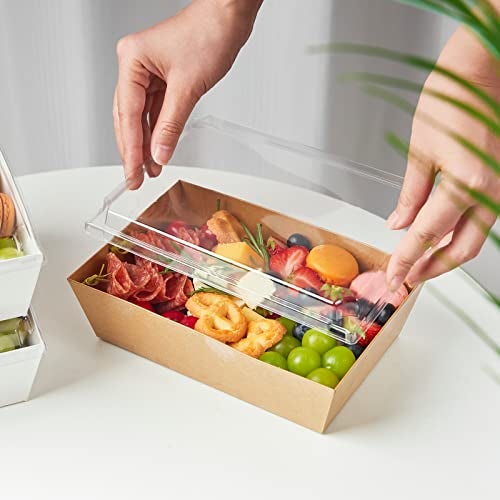 ZORRITA 8 x 6 Inch Paper Charcuterie Boxes with Clear Lids, 20 Pack Large Disposable Take Out Bakery Boxes, To Go Containers for Cake Slice, Cupcakes, Sandwiches, Cookies, Cocoa Bombs, Salads (Brown) - Image 5