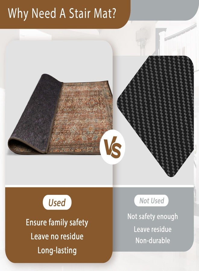 sarben Carpet Stair Treads Non Slip 1PCS, 30" X 30"Edging Stair Runner for Wooden Steps Indoor, Resistant Stair Rugs with Reusable TPE Adhesive Backing, Residue Free Mat for Kids,Pets,Rust & Brown - Image 4