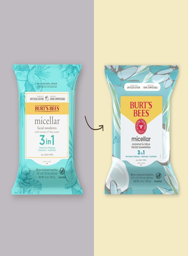 Burt's Bees Micellar Facial Towelettes With Coconut and Lotus, Pre-Moistened Towelettes for All Skin Types, 99.5 Percent Natural Origin Skin Care, 30 ct. Package - Image 2