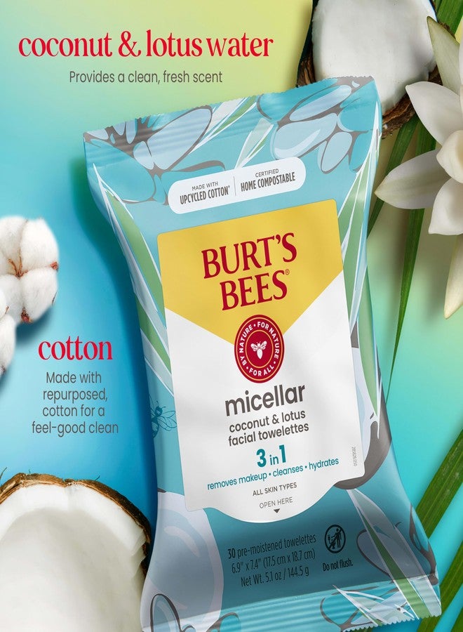 Burt's Bees Micellar Facial Towelettes With Coconut and Lotus, Pre-Moistened Towelettes for All Skin Types, 99.5 Percent Natural Origin Skin Care, 30 ct. Package - Image 4