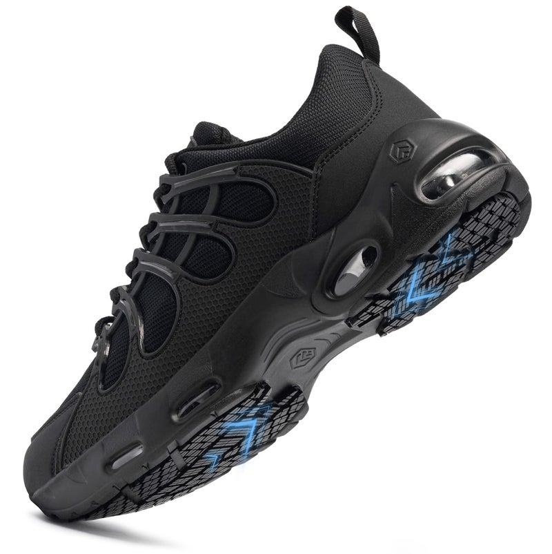 LARNMERN Non Slip Work Shoes for Men Slip Resistant Sneakers Casual Comfort Walking Mens Chef Kitchen Restaurant Breathable Wide Widthï¼ŒBlack 9.5 - Image 1