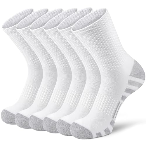 Airacker Athletic Socks Sport Running Calf Socks Performance Cushioned Breathable Crew Socks for Men Women(6 Pairs) - Image 1