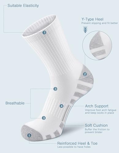 Airacker Athletic Socks Sport Running Calf Socks Performance Cushioned Breathable Crew Socks for Men Women(6 Pairs) - Image 3