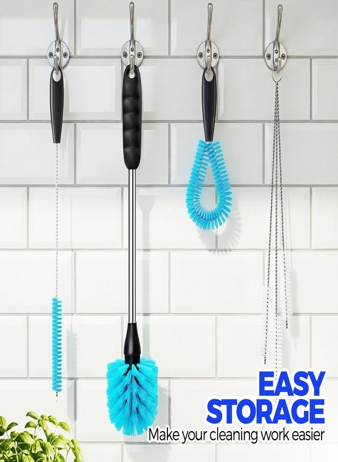 Holikme 6 Pack Bottle Brush Set, 14.5" Long Handle Stainless Steel Bottle Cleaner Brush, Long-Handled 6-in-1 Stainless Steel Bottle Brushes for Water Bottle, Cups, Abrasive Wheel Brushes, Blue - Image 5