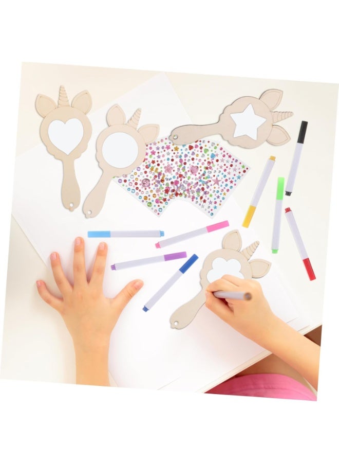 SYOSI Wooden Mirror Craft Kit, 12Pcs DIY Princess Mirror Set, Build-Your-Own Mirrors with Paint and Glitter, Arts and Crafts Game for Girls Birthday Parties, Preschool Activities - Image 2