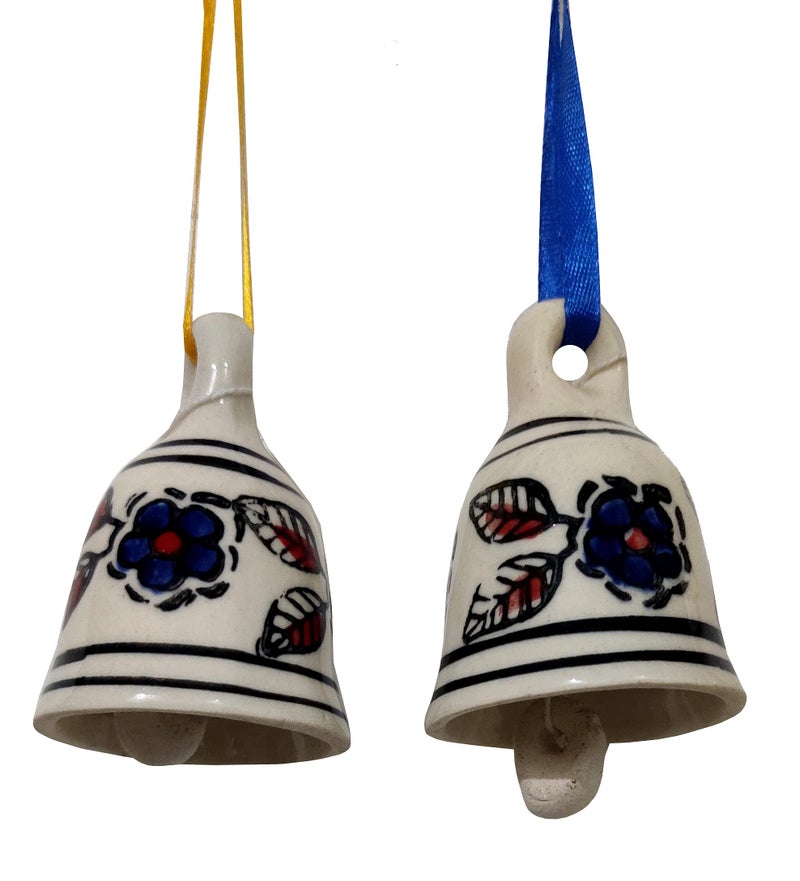 Purpledip Ceramic Painted Bell Set of 2: Wall Door Hangings with Resonating Sound, 2.5 Inches Tall (12366) - Image 4