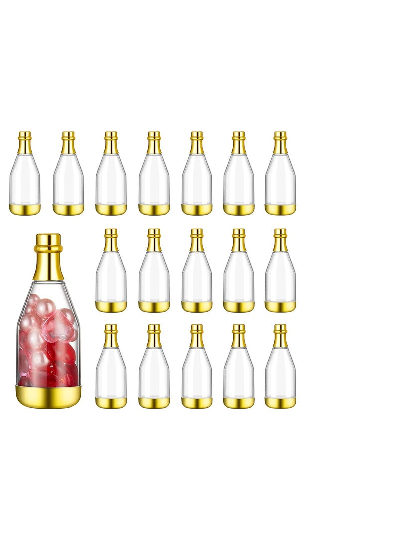 SYOSI - 18 Pieces Champagne Bottle Container Candy Bottle DIY Favor Mini Baby Shower Favors Candy Jars Wedding Favors Plastic Small Champagne Bottles for Wedding Bridal Shower Birthday, Clear and Gold - Image 1