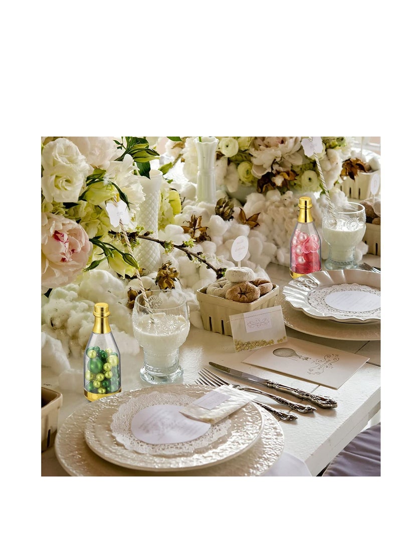 SYOSI - 18 Pieces Champagne Bottle Container Candy Bottle DIY Favor Mini Baby Shower Favors Candy Jars Wedding Favors Plastic Small Champagne Bottles for Wedding Bridal Shower Birthday, Clear and Gold - Image 1